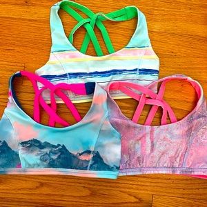3 Ivivva by Lululemon Girls Sports Bras Sz 8